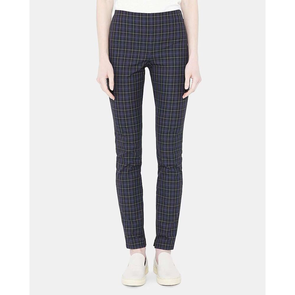 NWT Theory Galway Tech Skinny Leggings Women's Multi Plaid Side Zip size 6 - Picture 2 of 6